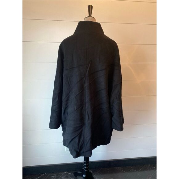 Cinzia Rocca Black Wool Cashmere Long Coat US 14 Made in Italy - Picture 6 of 13
